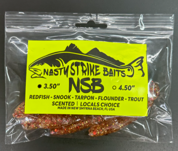 3.5" Nasty Strike Baits FSU Gold and Red Flake