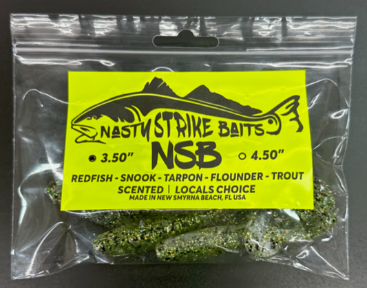 3.5" Nasty Strike Baits WEEDLINE Green Gold Black Flake